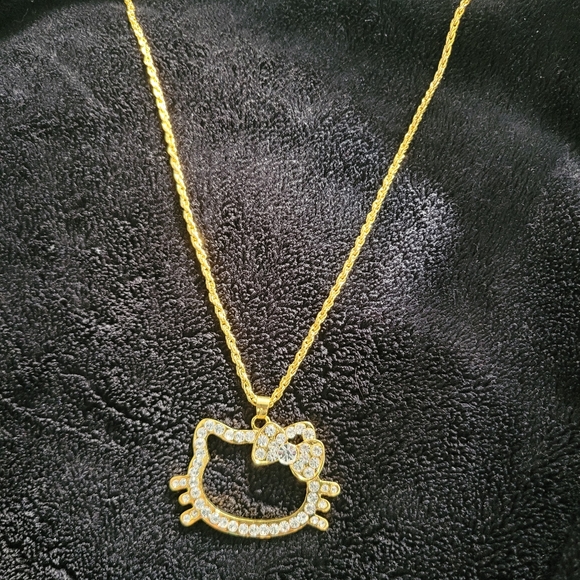 Gold Hello Kitty Rhinestone Necklace - Picture 3 of 4